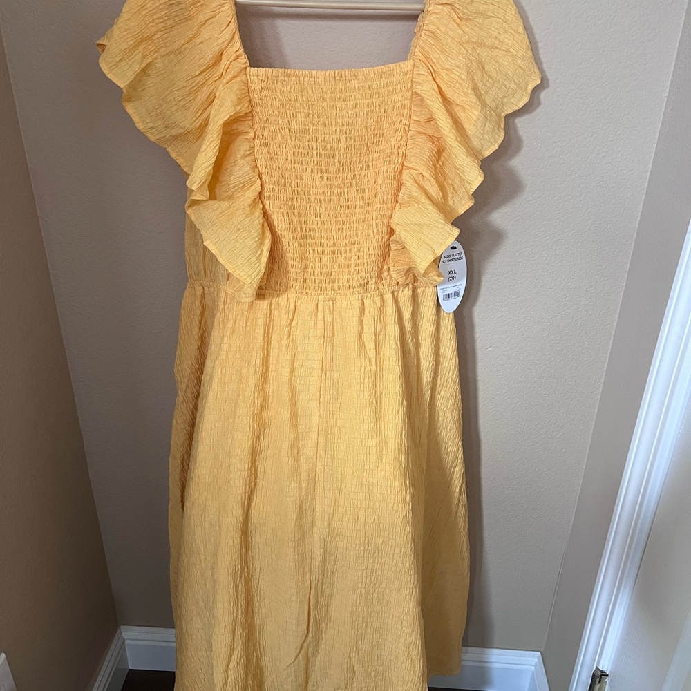 Yellow Ruffle Sleeve Dress